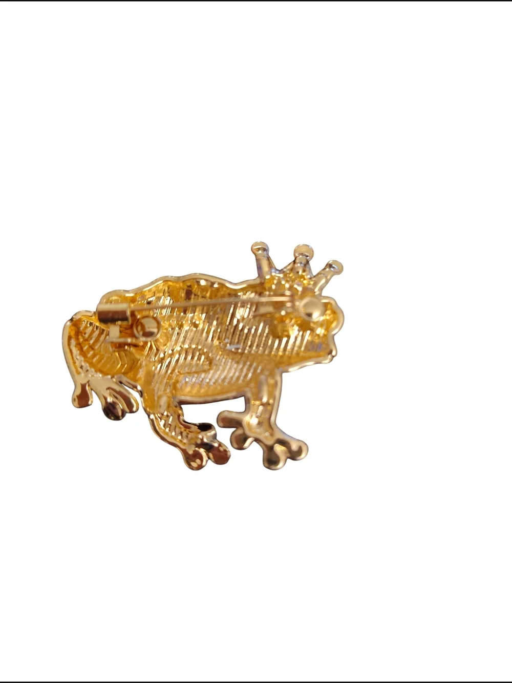 Blue and Gold Frog Prince Brooch Pin New